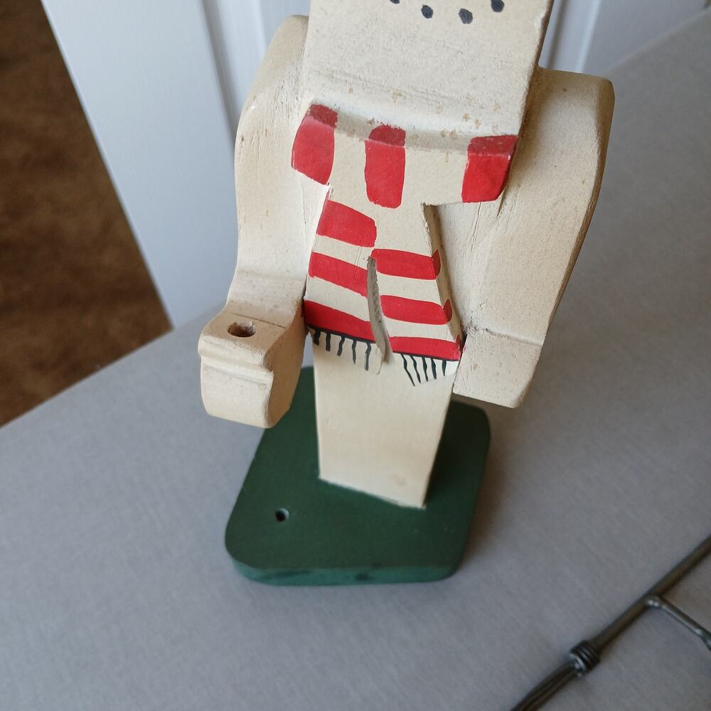 Handmade Vintage Wooden Snowman candle holder 13" tall made in Mexico votive - Picture 9 of 16